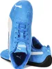 A pair of blue Puma Speedcat OG shoes are shown from a slightly elevated front-facing angle against a white background. Produktbild-Vorschau