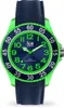 A close-up studio shot of an Ice-Watch children's wristwatch with a blue face and green accents. Produktbild-Vorschau