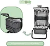 A close-up of a stroller's storage bag and a full view of an open stroller. Produktbild-Vorschau