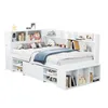 A white bed with built-in storage and bookshelves. Anteprima dell’immagine prodotto