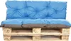 A blue and gray cushion set on a wooden pallet. Produktbild-Vorschau