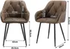 Two views of a brown armchair with dimensions indicated by measurement lines and text. Produktbild-Vorschau