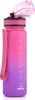 A gradient pink and purple water bottle with a pink strap and an open pink lid. Produktbild-Vorschau