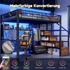 Czarne łóżko piętrowe z biurkiem i oświetleniem LED, Podgląd zdjęcia produktu 9