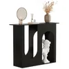 A black console table with decorative cutouts and a bust inside one of the cutouts, placed on a white background. Produktbild-Vorschau