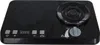 A black toy stove with a digital display and control knobs. Produktbild-Vorschau