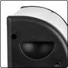 A close-up view of the corner of a black electric heater, showing the textured surface and the roll of heating element visible at the top. Náhled obrázku produktu