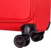 A close-up view of the wheels and lower portion of a red suitcase. Anteprima dell’immagine prodotto