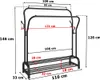A diagram showing the dimensions of a black garment rack. Náhled obrázku produktu