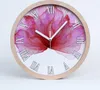 Holzuhr 25fi cm wanduhr - weiße Spitzen - pinke Blume Produktbild-Vorschau 1