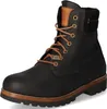 A black leather boot with brown laces and sole. Anteprima dell’immagine prodotto