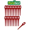 A collection of red trimmer blades and a logo for 'florabest'. Produktbild-Vorschau