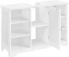 A white bathroom cabinet with open shelves and a door ajar. Podgląd zdjęcia produktu