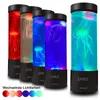 A row of five LED jellyfish lamps with different colored lights and a color swatch display at the bottom left. Anteprima dell’immagine prodotto