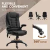 A marketing image for a black office chair, showing its features and different angles. Produktbild-Vorschau