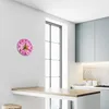 Glasuhr Wanduhr Küchenuhr Echt-Glas 30fi cm Blume rosa Produktbild-Vorschau 5