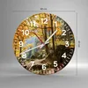 Wanduhr - Rund - Glasuhr - Herbst berg wald natur - 40x40cm Produktbild-Vorschau 3