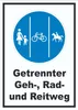Schild Getrennter Geh-, Rad- und Reitweg A6 (105x148mm) Produktbild-Vorschau 1
