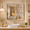 UnboxG Armoire miroir de salle de bain blanche, 60,2 x 60,2 Voir les images du produit 2