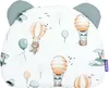 A pillow with a pattern of hot air balloons, airplanes, and cartoon animals. Produktbild-Vorschau