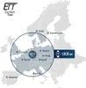A map of Europe showing signal coverage for DCF77. Produktbild-Vorschau