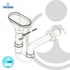 An isometric illustration of a sink trap with a funnel and a wall connection. Produktbild-Vorschau