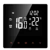 A digital thermostat display showing the time, day, room temperature, and set temperature. Produktbild-Vorschau
