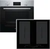 A Bosch oven and a separate induction cooktop are shown against a white background. Produktbild-Vorschau