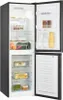 An open refrigerator and freezer with food items inside. Produktbild-Vorschau