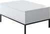 A white coffee table with black legs on a white background. Produktbild-Vorschau