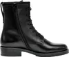 A black leather boot with laces and a zipper, shown from the side. Produktbild-Vorschau