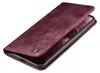 A burgundy flip case for a smartphone is shown from a diagonal angle. Produktbild-Vorschau