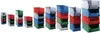 A collection of stacked storage bins of various colors and sizes, arranged in a line against a white background. Náhled obrázku produktu