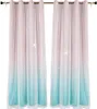 Two sheer curtains with a gradient color from pink to blue, decorated with small white stars. Náhled obrázku produktu