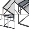 A collage of four close-up images showing details of a nesting coffee table set with a metal frame and glass tops. Náhľad obrázku produktu