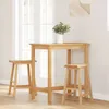 A wooden bar table and two stools are set up in a room with a large window. Produktbild-Vorschau