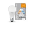 A product shot of a smart LED light bulb and its packaging. Produktbild-Vorschau