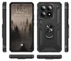 Multiple views of a black smartphone case with a ring holder. Produktbild-Vorschau