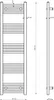 Technical drawing of a black radiator with dimensions. Anteprima dell’immagine prodotto