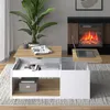 A modern living room with a coffee table in front of a fireplace. Voir les images du produit