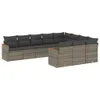 10-tlg. Garten-Sofagarnitur mit Kissen Grau Poly Rattan Produktbild-Vorschau 2