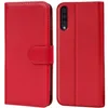 A red flip case for a smartphone is shown from the front and back. Produktbild-Vorschau