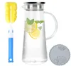 Wasserkaraffe 1,5L Glaskaraffe mit Edelstahldeckel, Bürste Produktbild-Vorschau 1