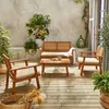 Salotto da giardino in legno e canna, 4 posti, Marrone Anteprima dell’immagine prodotto 5