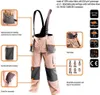 A pair of work overalls with various features highlighted by callout boxes and text. Produktbild-Vorschau