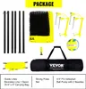 A collage of items included in a volleyball set, along with descriptive text. Produktbild-Vorschau
