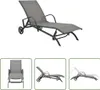 A collage of images showing a gray chaise lounge chair from different angles and in different positions. Produktbild-Vorschau