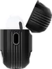 A black protective case for Apple AirPods Pro with the lid open, revealing a white AirPod inside. Produktbild-Vorschau