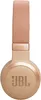 A close-up studio shot of a pair of rose gold and beige JBL headphones. Voir les images du produit