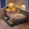 UnboxG gestoffeerd bed 90x200 cm, fluweel, met 2 lades, Productafbeelding-voorbeeld 2